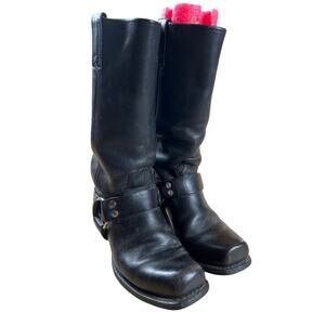 Double H Men's Black Leather Harness Boots Biker Motorcycle Square Toe HH 7.5